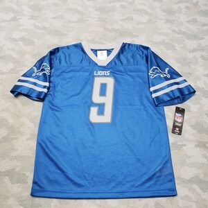 Detroit Lions Jersey Shirt Youth 2XL Blue NFL‎  Stafford #9 Short Sleeve NWT